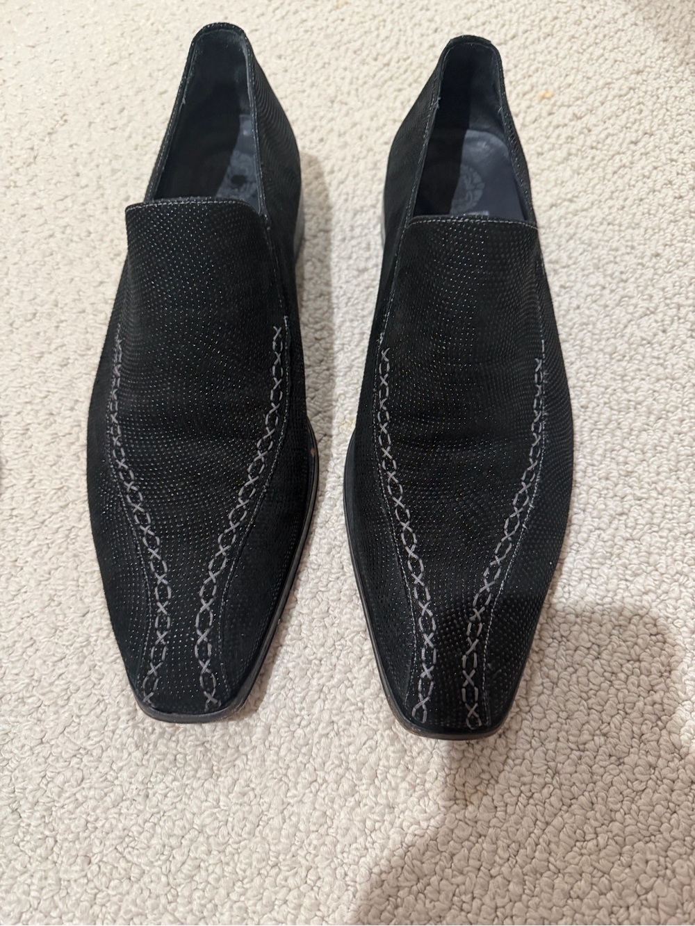 Men's Mezlan Black textured Leather Slip-On Dress Loafers - size 10 1/2